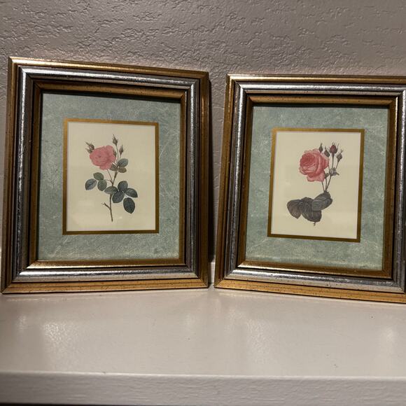 Set of 2 Vintage Rose Botanical Prints | Gold Wood Frame | Cottagecore Wall Art - Picture 11 of 11